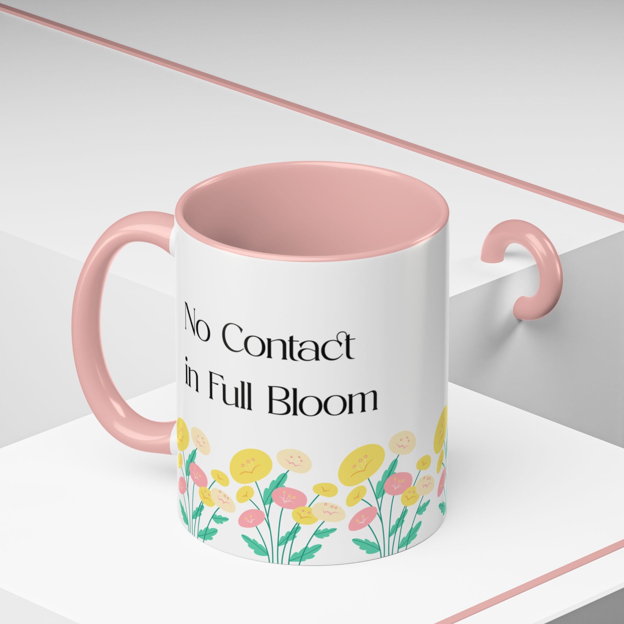 No Contact In Full Bloom" Floral Ceramic Mug – Mental Health & Boundaries Gift