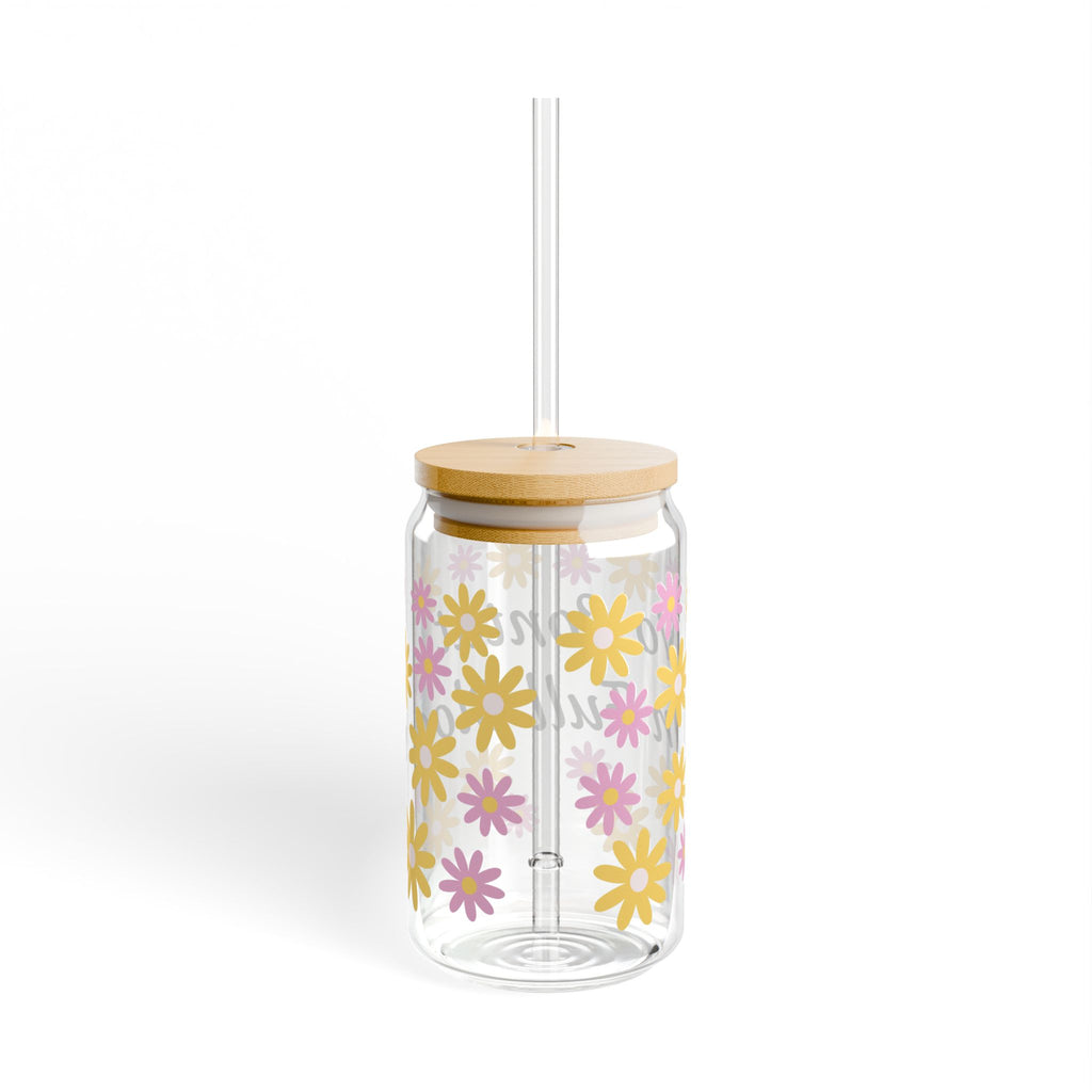 16oz Floral Sipper Glass – “No Contact In Full Bloom” Reusable Straw Tumbler