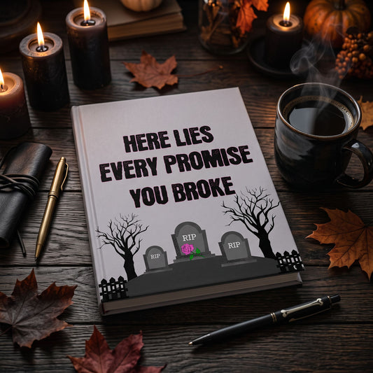 Here Lies Every Promise You Broke Hardcover Journal