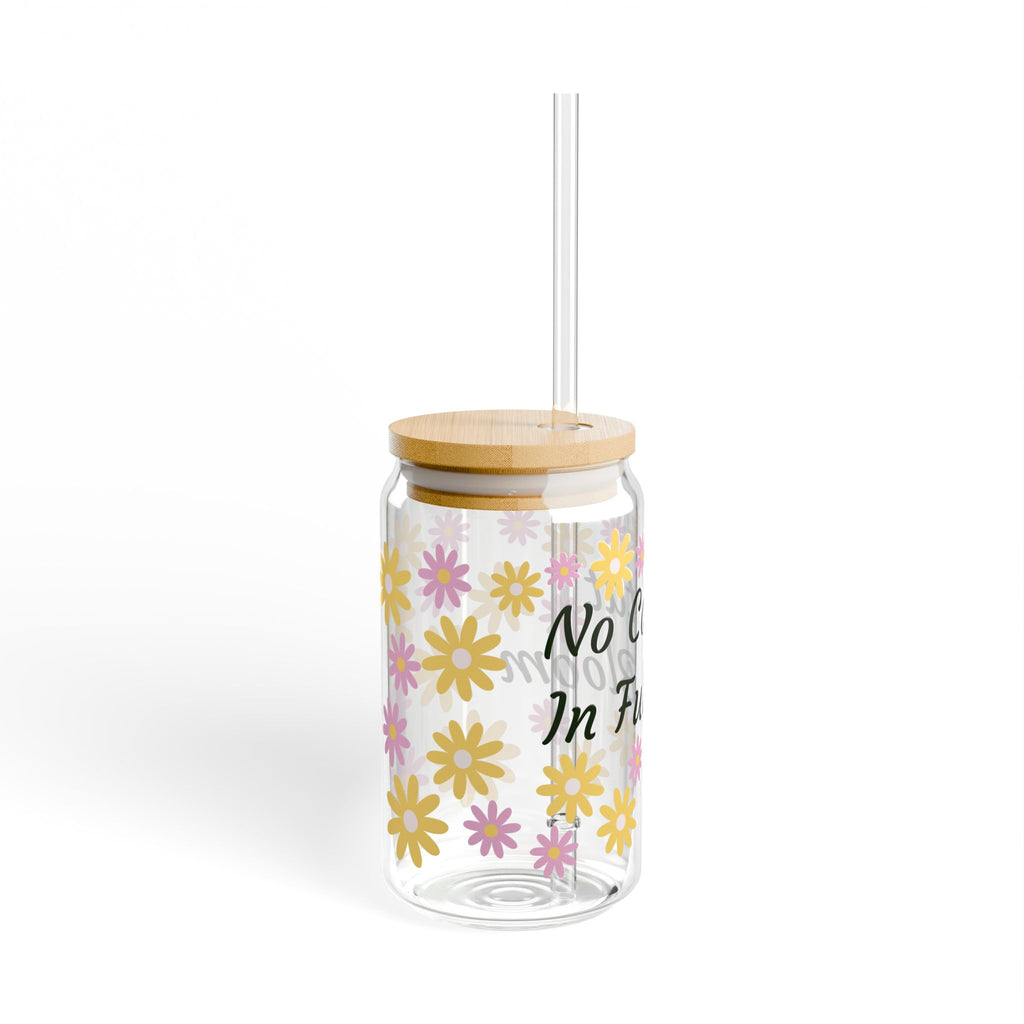 16oz Floral Sipper Glass – “No Contact In Full Bloom” Reusable Straw Tumbler