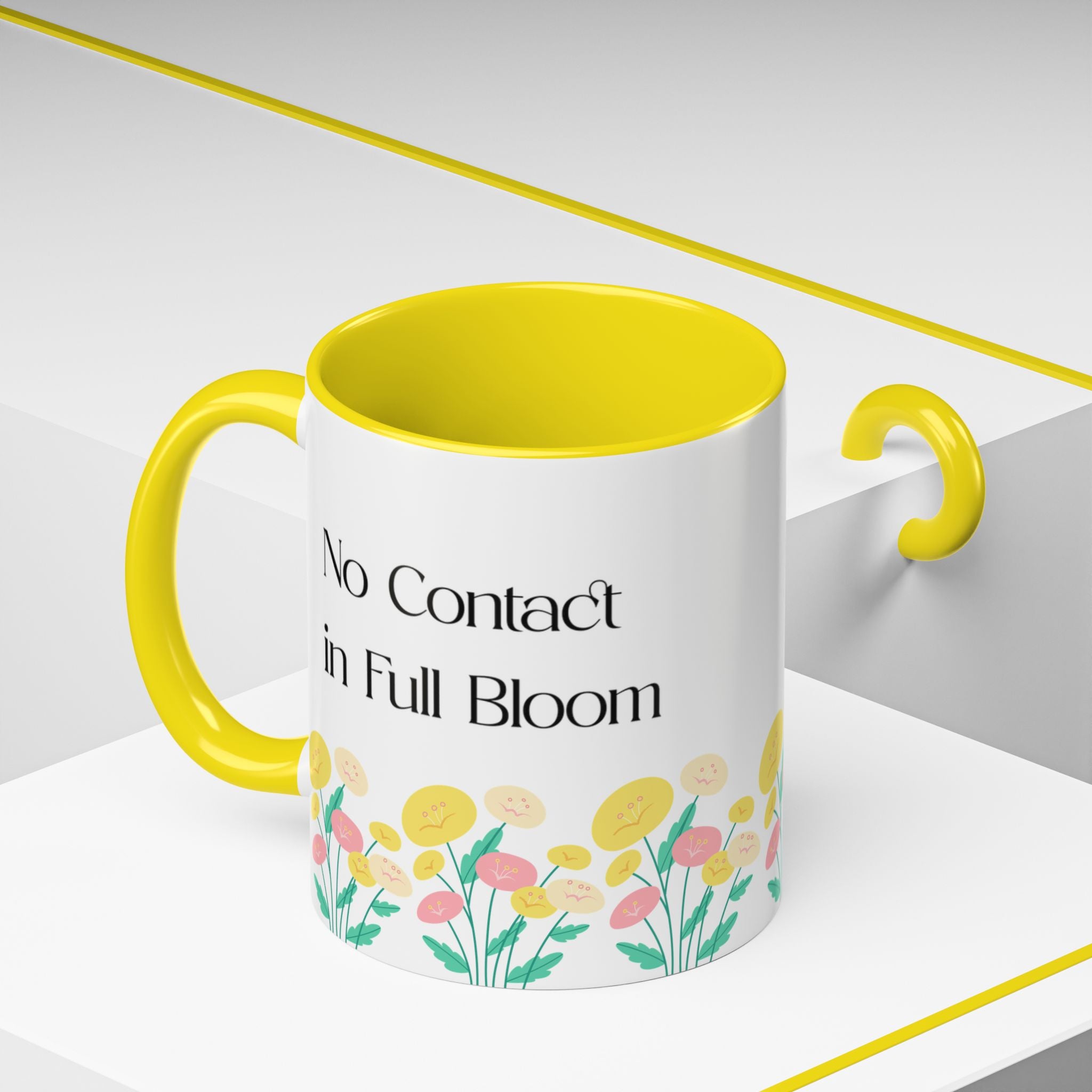 No Contact In Full Bloom" Floral Ceramic Mug – Mental Health & Boundaries Gift