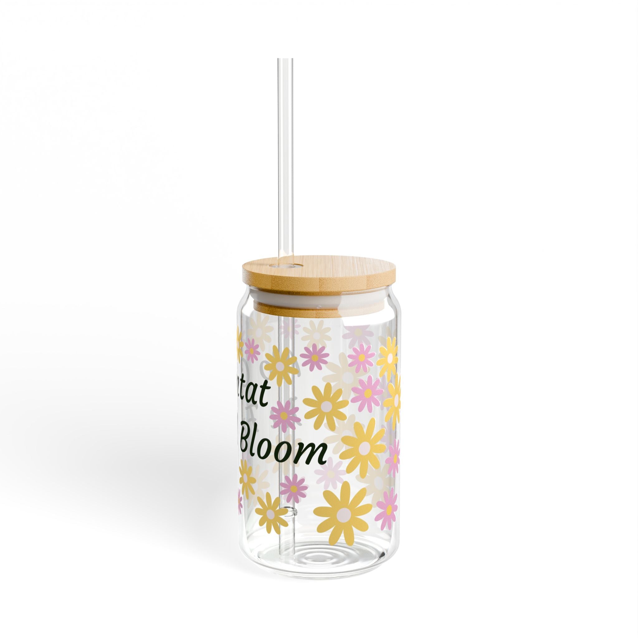 16oz Floral Sipper Glass – “No Contact In Full Bloom” Reusable Straw Tumbler
